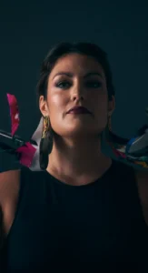 Corporate Event Glam Makeup by Waring Makeup - Ottawa Professional Makeup Artist Bold and confident woman in a black dress with glam corporate event makeup, styled by Waring Makeup, Ottawa Business Makeup Services.