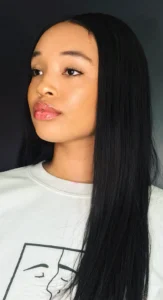 Woman with long black hair and natural makeup styled by Waring Makeup, Ottawa Lifestyle Makeup Artist.