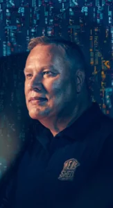 Corporate Executive Makeup by Waring Makeup - Ottawa Professional Makeup Services Executive man with a thoughtful expression and professional makeup, styled by Waring Makeup, Ottawa Corporate Makeup Artist.